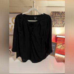 Black Torrid Blouse with key hole tie